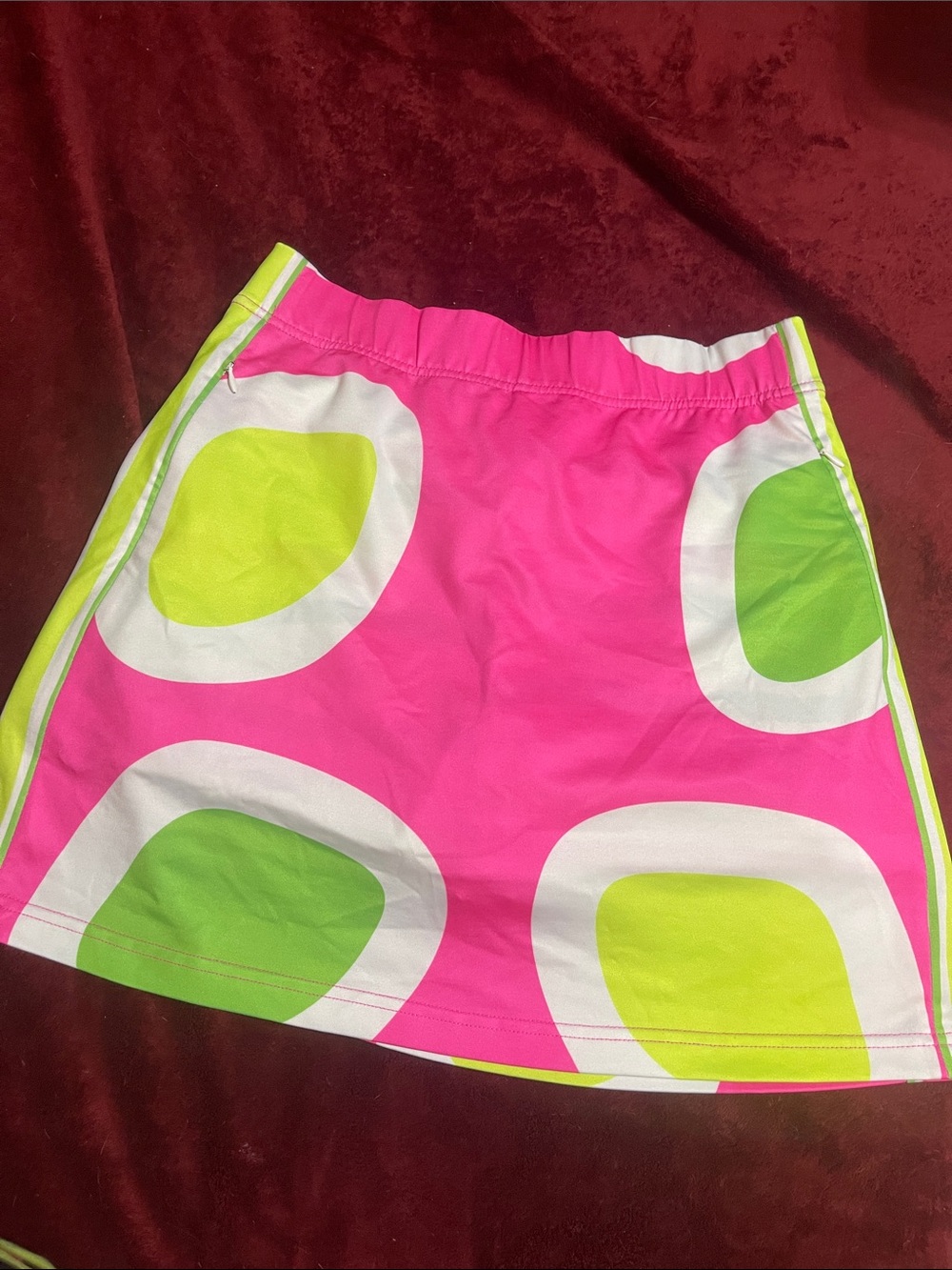 Gretchen Scott Designs Hot Pink Skort with Lime and White Graphic Circles
